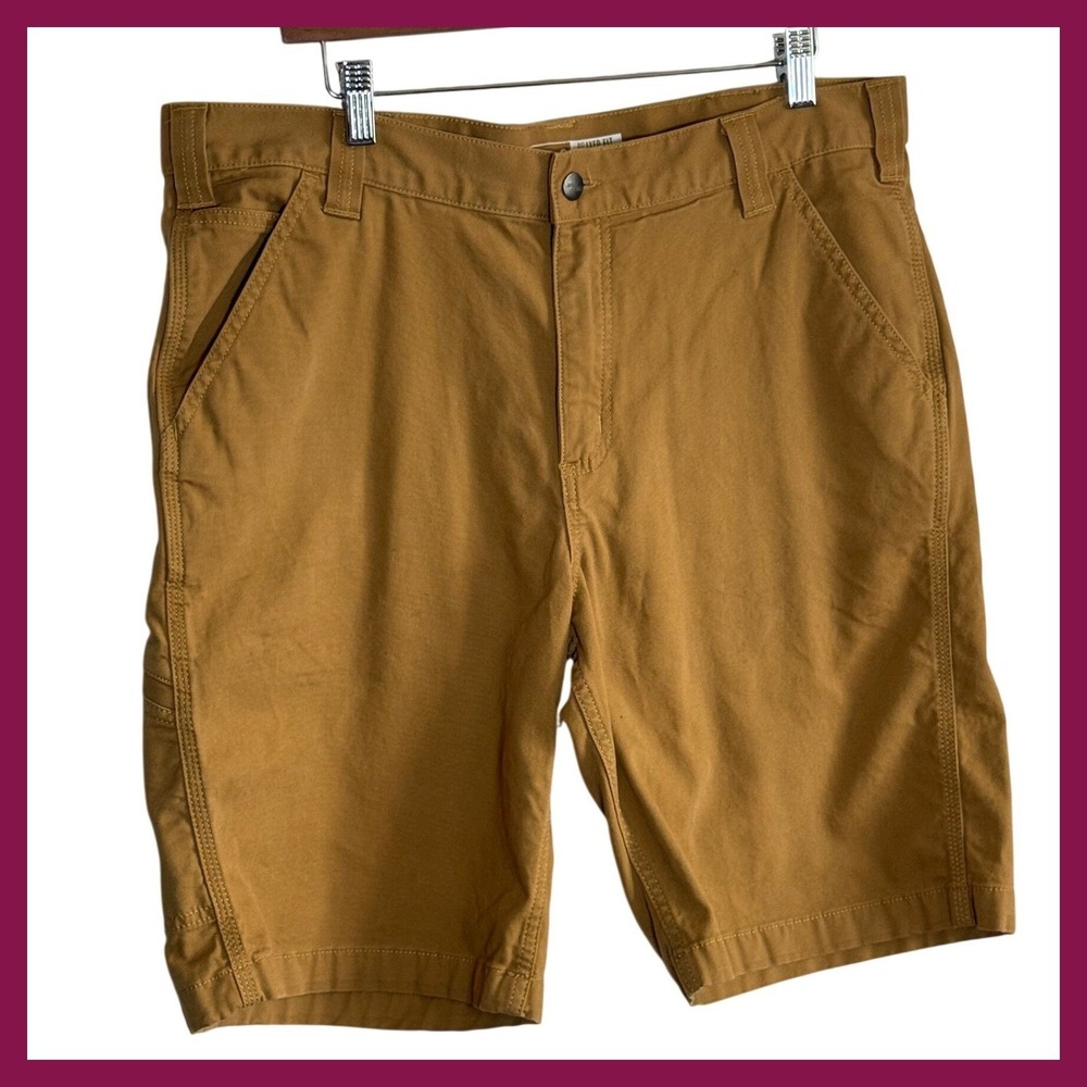 Carhartt Mens 36 Relaxed Fit‎ Canvas Work Shorts Tan Duck Brown Utility Cargo